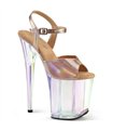 FLAMINGO-809HT - Plateau High Heel Sandalette - Klar/Gold Holografisch | Pleaser