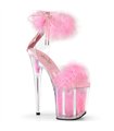 FLAMINGO-824F - Plateau High Heel Sandalette - Pink mit Plüsch | Pleaser