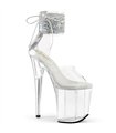 FLAMINGO-824RS-02 - Plateau High Heel Sandalette - Klar mit Strass | Pleaser