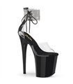 FLAMINGO-824RS - Plateau High Heel Sandalette - Schwarz Lack mit Strass | Pleaser