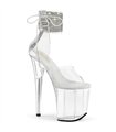 FLAMINGO-824RS - Platform high heel sandal - clear with rhinestones | Pleaser