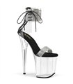 FLAMINGO-827RS - Plateau High Heel Sandalette- Schwarz/Klar mit Strass | Pleaser