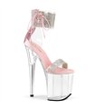 FLAMINGO-827RS - Plateau High Heel Sandalette - Rosa/Klar mit Strass | Pleaser