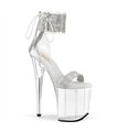 FLAMINGO-827RS - Platform sandaal met hoge hak - transparant met strass steentjes | Pleaser