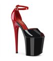 FLAMINGO-868 - Plateau High Heel Sandalette - Schwarz/Rot Lack | Pleaser