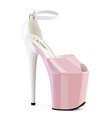 FLAMINGO-868 - Plateau High Heel Sandalette - Rosa/Weiß Lack | Pleaser