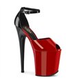 FLAMINGO-868 - Plateau High Heel Sandalette - Rot/Schwarz Lack | Pleaser