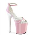 FLAMINGO-884 - Plateau High Heel Sandalette - Rosa/Weiß Lack | Pleaser