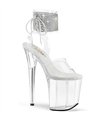 FLAMINGO-891-2RS - Platform high heel sandal - clear with rhinestones | Pleaser