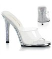 GALA-01DM - Mules - silver/clear with rhinestones | Fabulicious