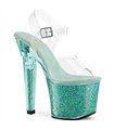 LOVESICK-708SG - Plateau sandaal met hoge hak - turquoise glitter | Pleaser