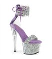 SKY-327RSI - Plateau High Heel Sandalette - Lila/Silber mit Strass | Pleaser