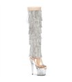 SPECTATOR-3019C-RSF - Overknee laarzen met plateauzool - Zilver/Helder met Strass | Pleaser