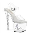 UNICORN-708TGRS - Plateau High Heel Sandalette - Klar mit Strass | Pleaser