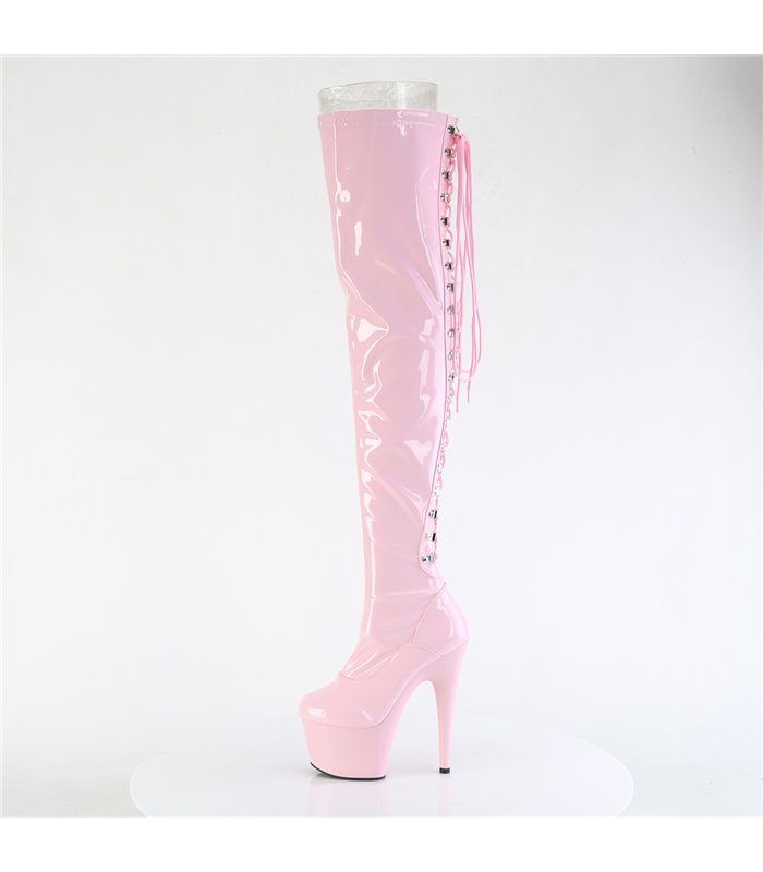 ADORE-3063 - Plateau Overknee Stiefel - Rosa Lack | Pleaser