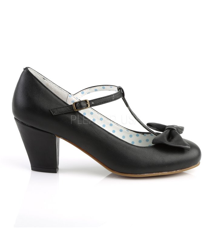 Retro T-Riemchen Pumps WIGGLE-50 - Schwarz