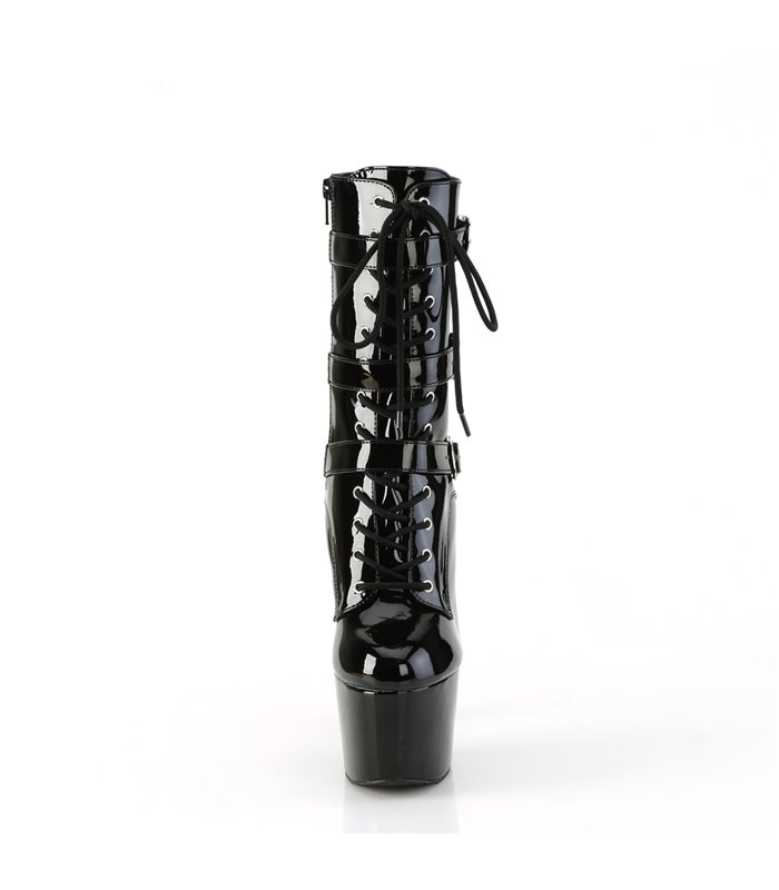 ADORE-1043 - Platform ankle boots - black Shiny | Pleaser