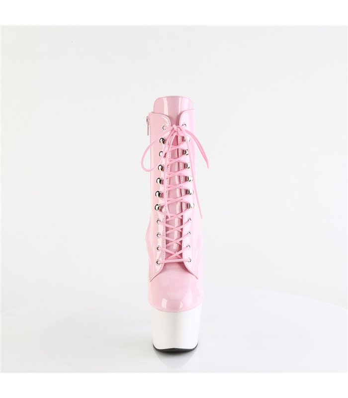 ADORE-1020 - platform ankle boot - pink/white shiny | Pleaser