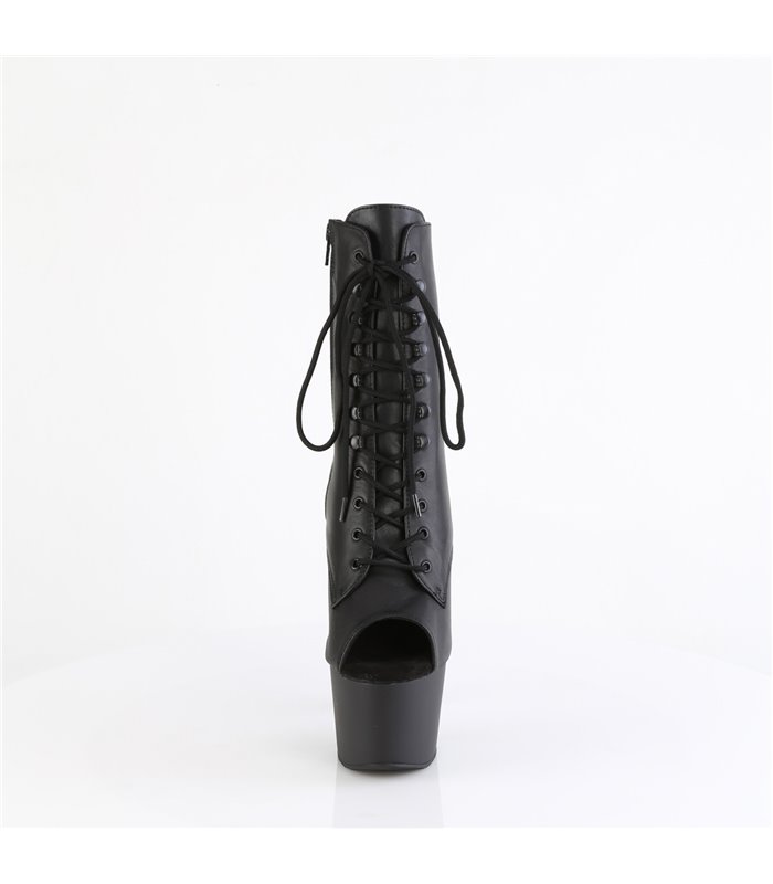 ADORE-1021 - Platform Peep Toe Ankle Boots - Black Matt | Pleaser