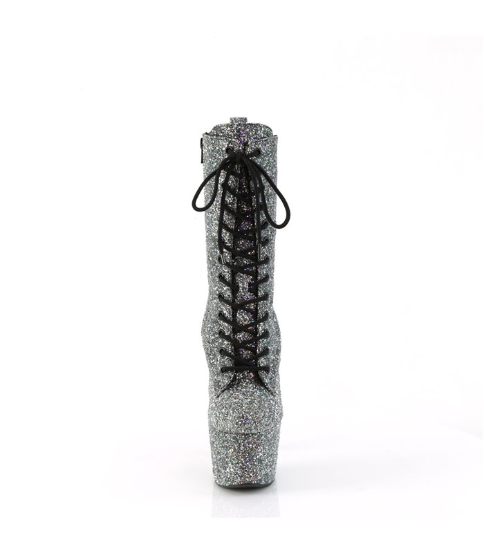 ADORE-1040GR - platform ankle boots - silver with glitter | Pleaser
