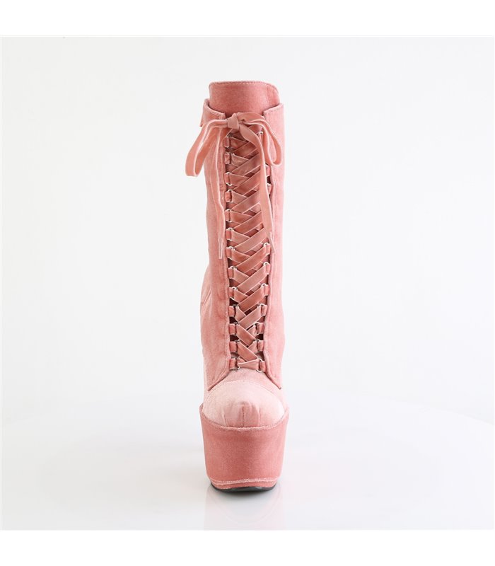 ADORE-1045VEL - Platform ankle boots - pink/salmon velour | Pleaser