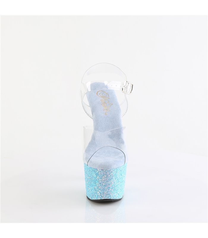 ADORE-708LG - Platform high heel sandal - baby blue with glitter | Pleaser