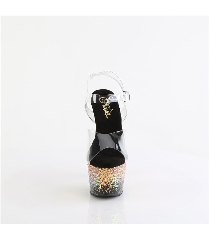 ADORE-708SS - Platform high heel sandal - black/pink with color gradient | Pleaser