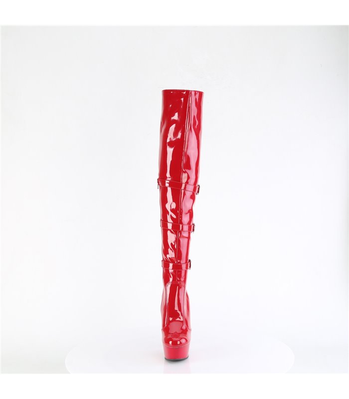 DELIGHT-3018 - Plateau Overknee Stiefel - Rot Lack | Pleaser