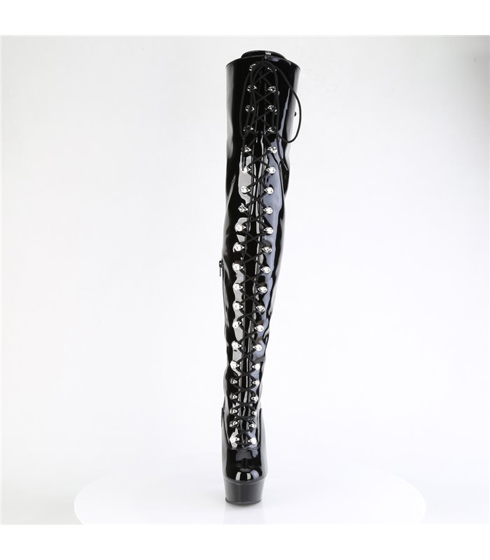 DELIGHT-3022 - Platform Overknee Boots - Black shiny | Pleaser