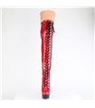 DELIGHT-3029 - Platform Overknee Boots - Red shiny Holographic | Pleaser