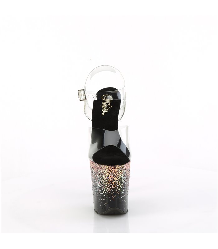 FLAMINGO-808SS - Platform High Heel Sandals - Black/Multi Glitter Gradient | Pleaser