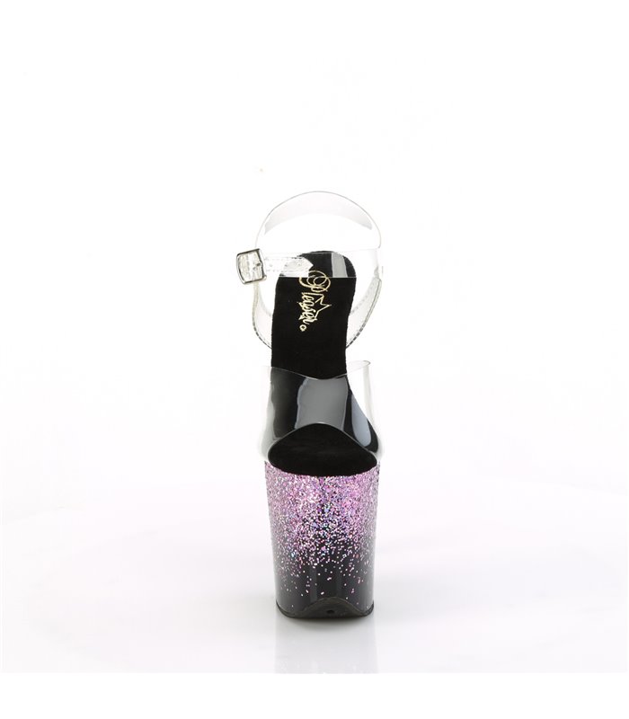 FLAMINGO-808SS - Platform high heel sandal - black/pink glitter | Pleaser