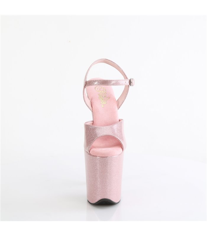 FLAMINGO-809GP - Platform high heel sandal - pink shiny with glitter | Pleaser