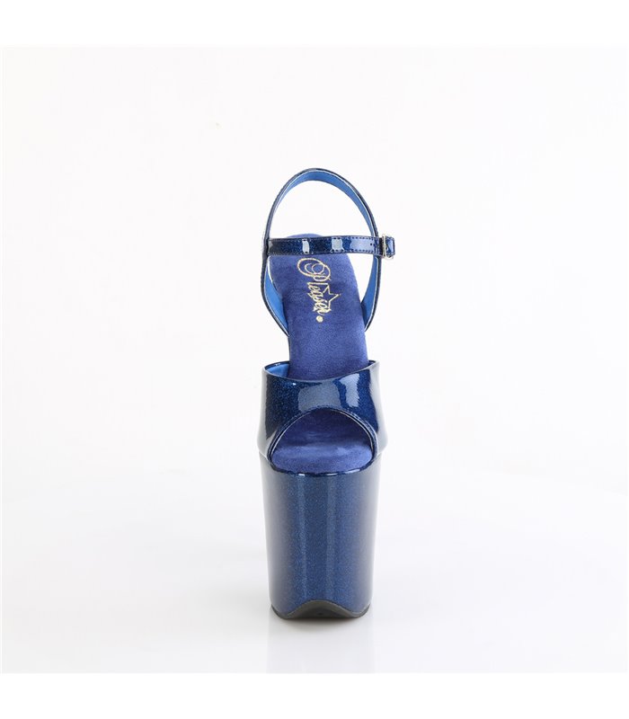 FLAMINGO-809GP - Platform high heel sandal - blue with glitter | Pleaser