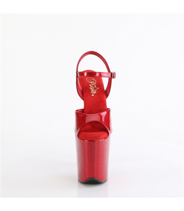 FLAMINGO-809GP - Plateau sandaal met hoge hak - rood lak met glitters | Pleaser
