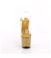 LOVESICK-708SG - Plateau sandaal met hoge hak - gouden glitter | Pleaser