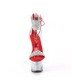 SKY-327RSI - Plateau High Heel Sandalette - Silber/Rot mit Strass | Pleaser