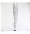 SPECTATOR-3019C-RSF - Platform Overknee Boots - Silver/Clear with Strass | Pleaser