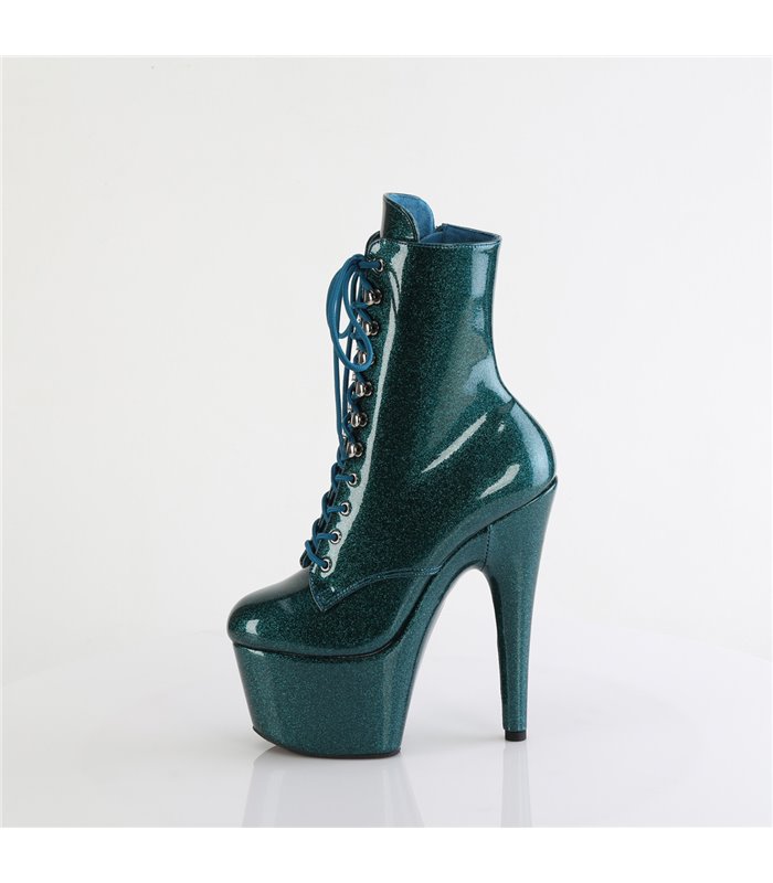 ADORE-1020GP - enkellaarsjes met plateauzool - blauw/groen met glitters | Pleaser