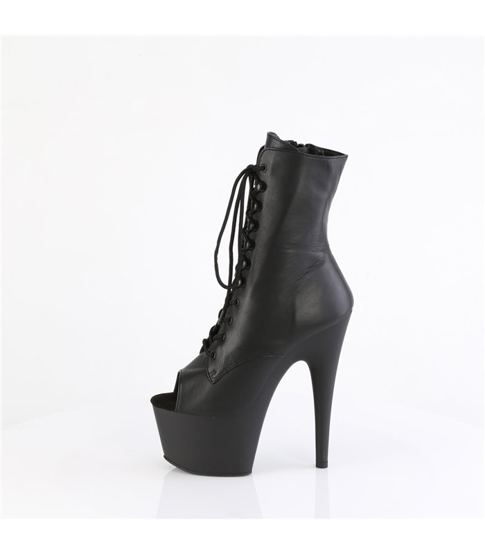 ADORE-1021 - Platform Peep Toe Ankle Boots - Black Matt | Pleaser