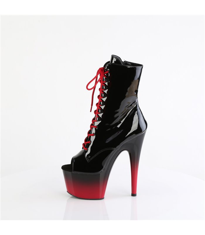 ADORE-1021BR-H - Platform Ankle Boots - Red/Black shiny | Pleaser