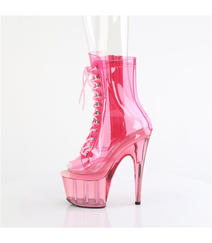 ADORE-1021C-T - Plateau Stiefelette - Pink Durchsichtig | Pleaser