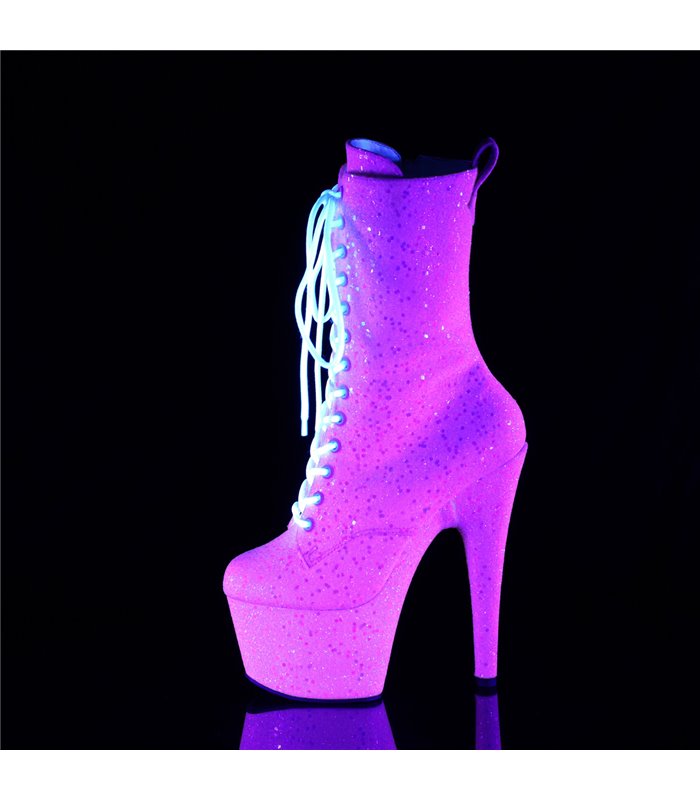 ADORE-1040-IG - Platform Ankle Boots - Pink Glitter Glow | Pleaser