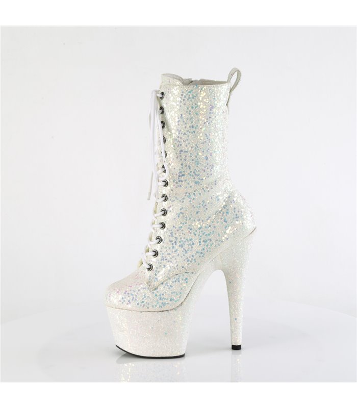 ADORE-1040-IG - platform ankle boots - white with glitter | Pleaser