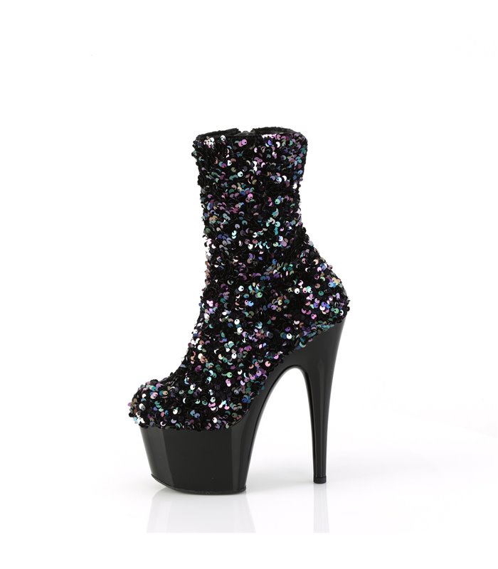 ADORE-1042SQ - platform ankle boot - black/sequins | Pleaser