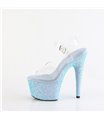 ADORE-708LG - Plateau High Heel Sandalette - Baby Blau mit Glitzer | Pleaser