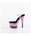 ADORE-708SS - Plateau sandaal met hoge hak - zwart/roze glitter kleurverloop | Pleaser