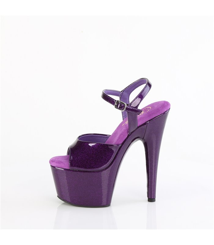 ADORE-709GP - Platform High Heel Sandals - Purple shiny with Glitter | Pleaser