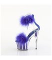 ADORE-724F - Plateau High Heel Sandalette - Blau mit Plüsch | Pleaser