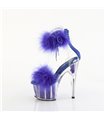 ADORE-724F - Platform high heel sandal - blue with plush | Pleaser